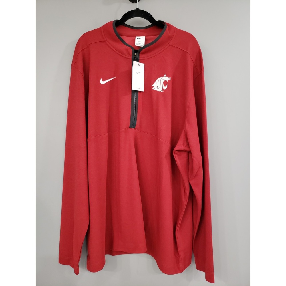 NEW 4XL WASHINGTON STATE COUGARS NCAA Nike Quarter Zip Pullover Shirt Mens
